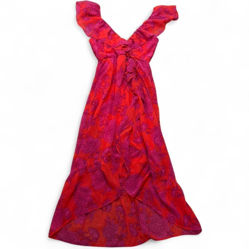 Lily Rose Fairycore Midi Dress Floral Faux-Wrap High-Low Wedding Guest Size: XS